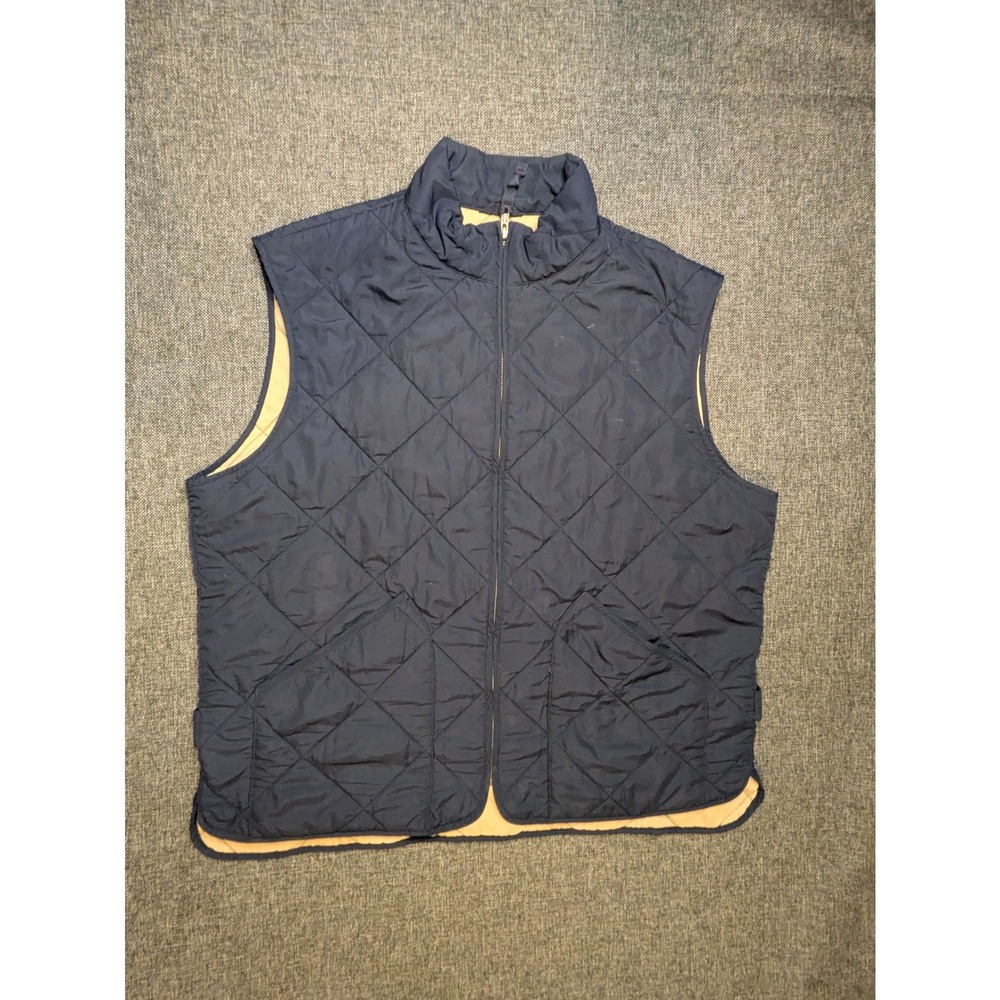 J.Crew Mens Quilted Vest Navy Blue Full Zip Authentic Outerwear Sleeveless XL